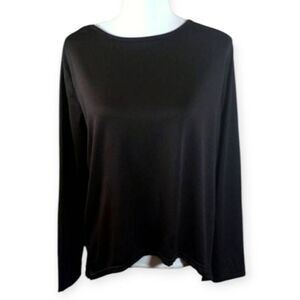 BLACK LONG SLEEVE T-SHIRT W/SILVER METALLIC ELBOW PATCHES SZ.XL EUC.